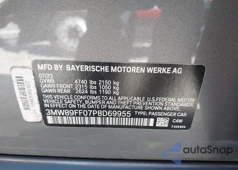 2023 BMW 330I xDrive z USA, uszkodzony, nr VIN 3MW89FF07P8D69955